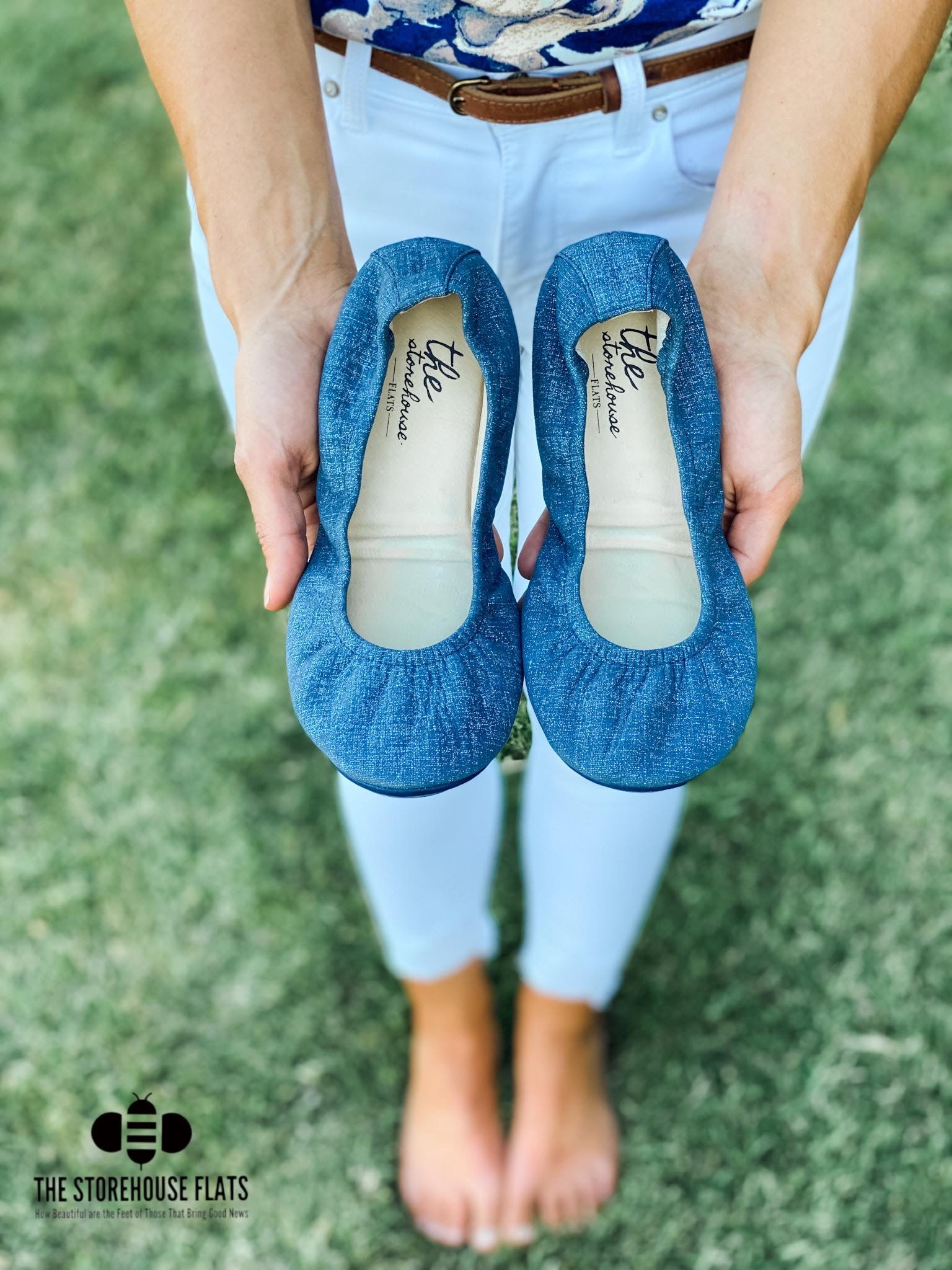 Blue 2025 jean flats